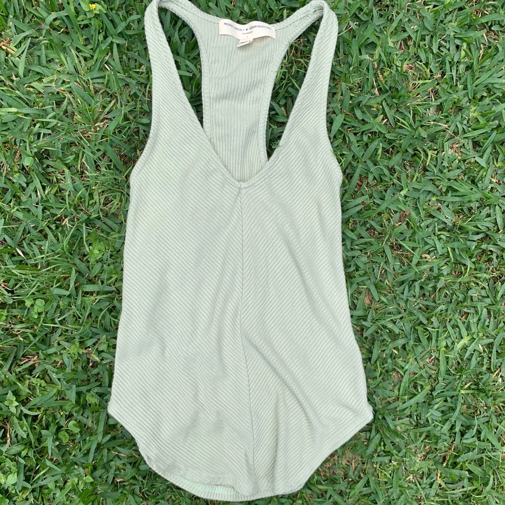 Urban Outfitters Racerback Ribbed V-Neck Tank